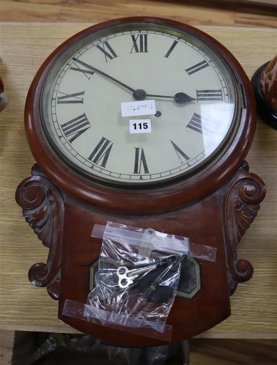 A Victorian mahogany drop dial wall timepiece height 54cm